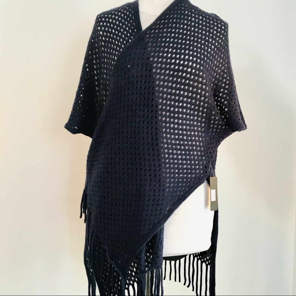 Shawl crocheted with fringe new condition one size wrap around